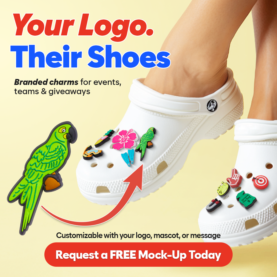 Custom shoe charms with your logo, mascot or artwork