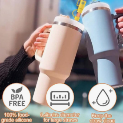 Straw topper specification graphic showing 0.4 inch diameter sizing for large straws